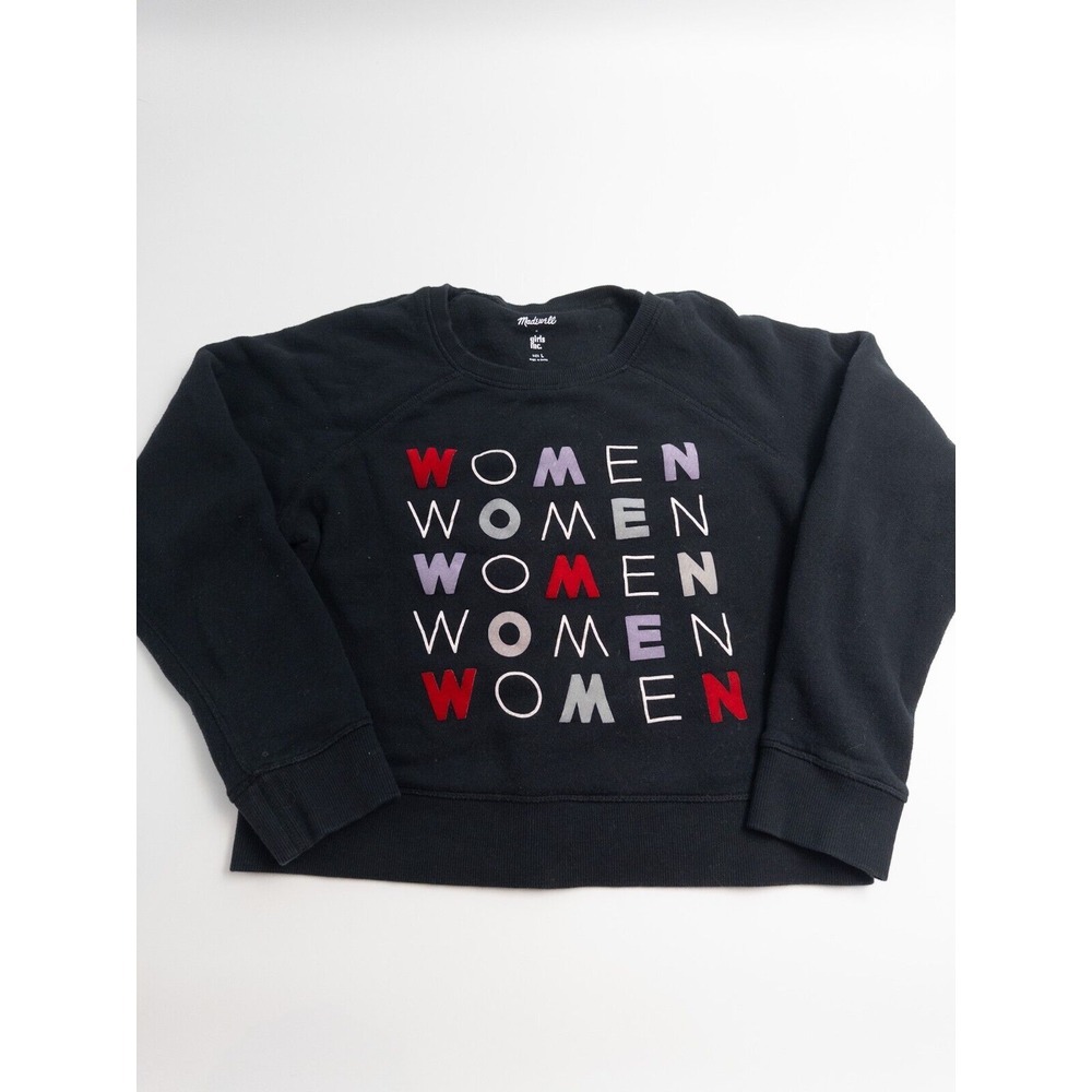 Madewell Pullover Sweater Womens Large Black Women Awareness Print Sweatshirt